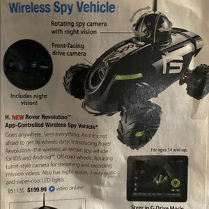 Brookstone Remote  wireless Rover Revolution spy vehicle battery brand new in bo